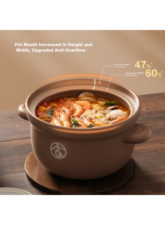Supor Ceramic Pot, Household Soup Pot, Large Capacity Deep Soup Pot, Heat-resistant, Crack-resistant Stew Pot, 4.5l, Tb45ua1 - Image 1