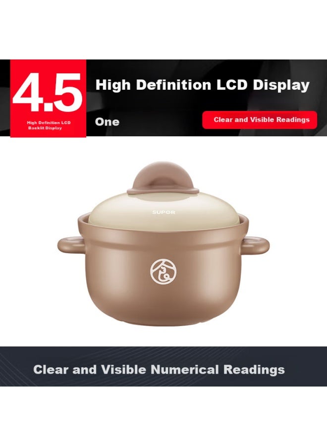 Supor Ceramic Pot, Household Soup Pot, Large Capacity Deep Soup Pot, Heat-resistant, Crack-resistant Stew Pot, 4.5l, Tb45ua1 - Image 3
