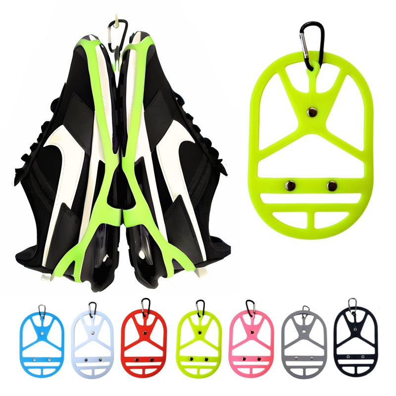 SPLANDIN Shoe Holster For Backpack with Clip Hanger Footwear Holder with a Carabiner for Sneakers Cleats Bowling Soccer Basket Football For Travel Outdoors Sports Space Saving Yellow Neon XL - Image 3