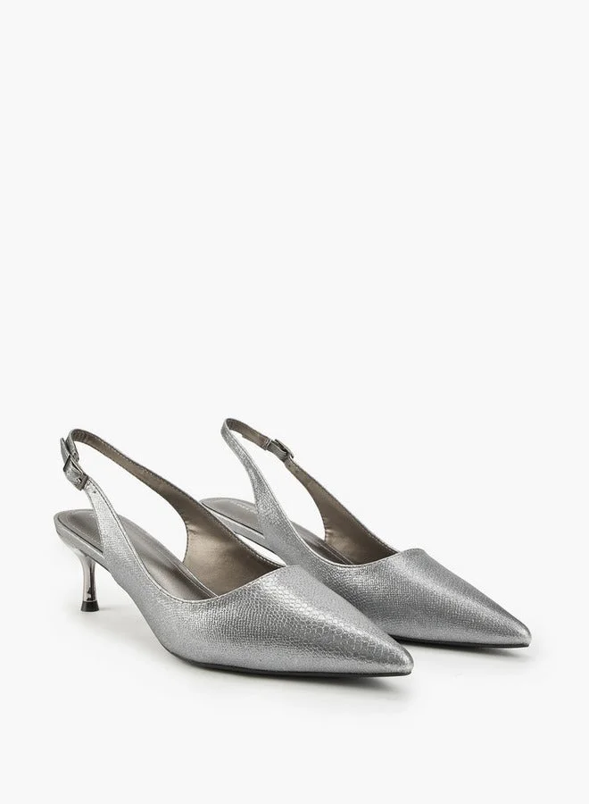 Flora Bella By Shoexpress Metallic Pointed Toe Shoes with Stiletto Heels
