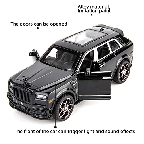 BDTCTK Compatible for 1:36 Rolls Royce Cullinan Car Model, Diecast Pull Back Car Toy car, Doors Open, Light and Sound, Boys Toys Kids Adults Gifts (Black) - Image 4