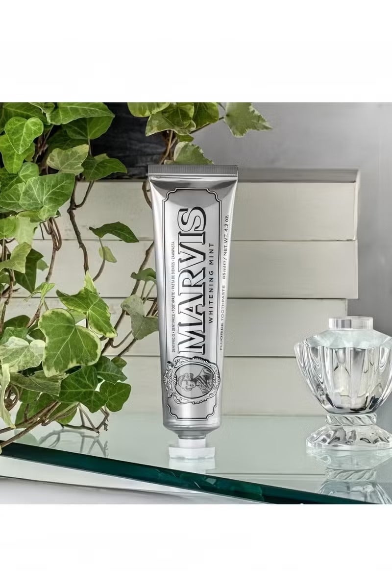 Marvis Whitening Mint Toothpaste 85ml – Strong Mint Flavor, Stain Removal, Fresh Breath, No Fluoride, Gentle on Enamel, Daily Oral Care, Made in Italy-Inspired Formula - Image 2