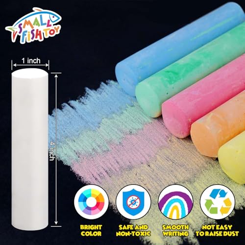 SMALL FISH 240PCS Washable Sidewalk Chalks 24 Colors Jumbo Chalk for Kids NonToxic Sidewalk Chalk Bulk for Toddler Dustless Outdoor Chalk Giant Box Chalkboard Chalk for Party Favor Playground Great for Kids - Image 5