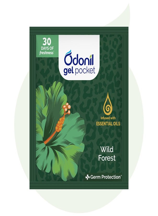 Odonil Gel Pocket -Wild Forest - 10g | Infused with Essential Oils | Germ Protection | Lasts Up to 30 days | Air Freshener for Bathroom and Toilet - Image 1
