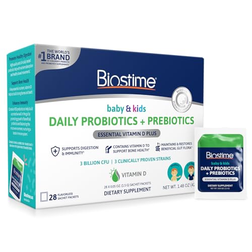Biostime Infant Baby Toddler Kids Probiotic & Prebiotic with Vitamin D | Baby Probiotic Powder | Kids Immune Support | Constipation Relief for Babies * | Supports Digestion, Gas Relief | 28 Packets - Image 1