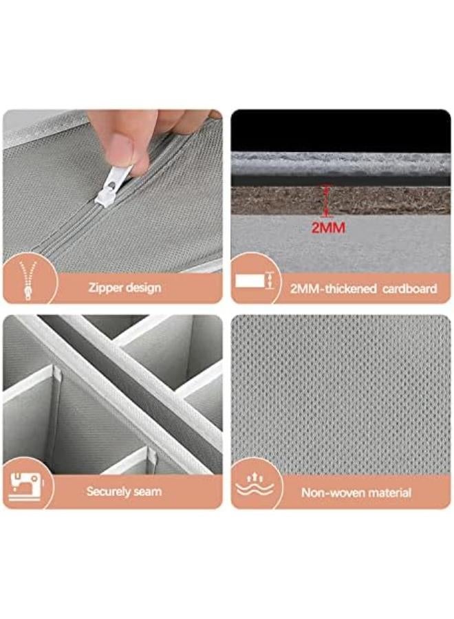4-Pieces Drawer Organisers, Fabric Wardrobe Organiser, Foldable Underwear Storage Box To Save You Time And Space, Bra Organiser For Shirts, Ties, Socks, Bras, Underwear (Gray) - Image 3