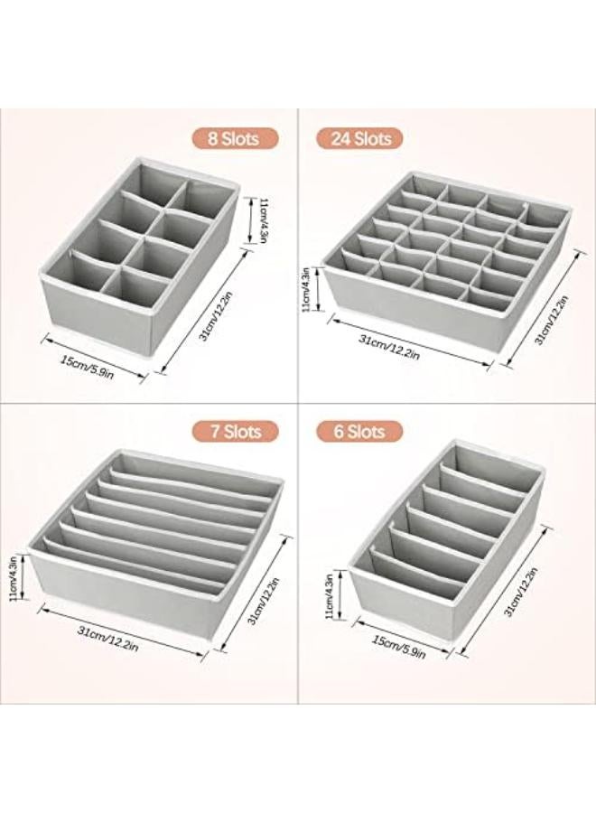 4-Pieces Drawer Organisers, Fabric Wardrobe Organiser, Foldable Underwear Storage Box To Save You Time And Space, Bra Organiser For Shirts, Ties, Socks, Bras, Underwear (Gray) - Image 2