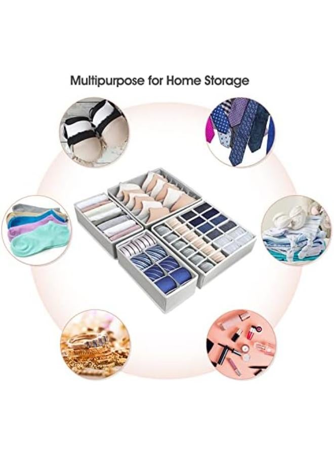 4-Pieces Drawer Organisers, Fabric Wardrobe Organiser, Foldable Underwear Storage Box To Save You Time And Space, Bra Organiser For Shirts, Ties, Socks, Bras, Underwear (Gray) - Image 5