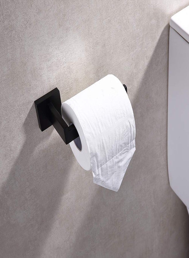 TASTOS Toilet Paper Holder Matte Black, Toilet Tissue Roll Holders Dispenser and Hangers Wall Mounted for Bathroom & Kitchen, Stainless Steel Modern Square Style - Image 3