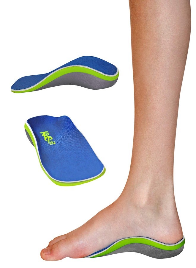 KidSole 3/4 Reinforced High Arch Support Children's Orthotic Insole. Slim Profile & Strong Support with Memory Foam Soft Top. KidSole Arch Alien (US Kids Size 4-7.5) - Image 1