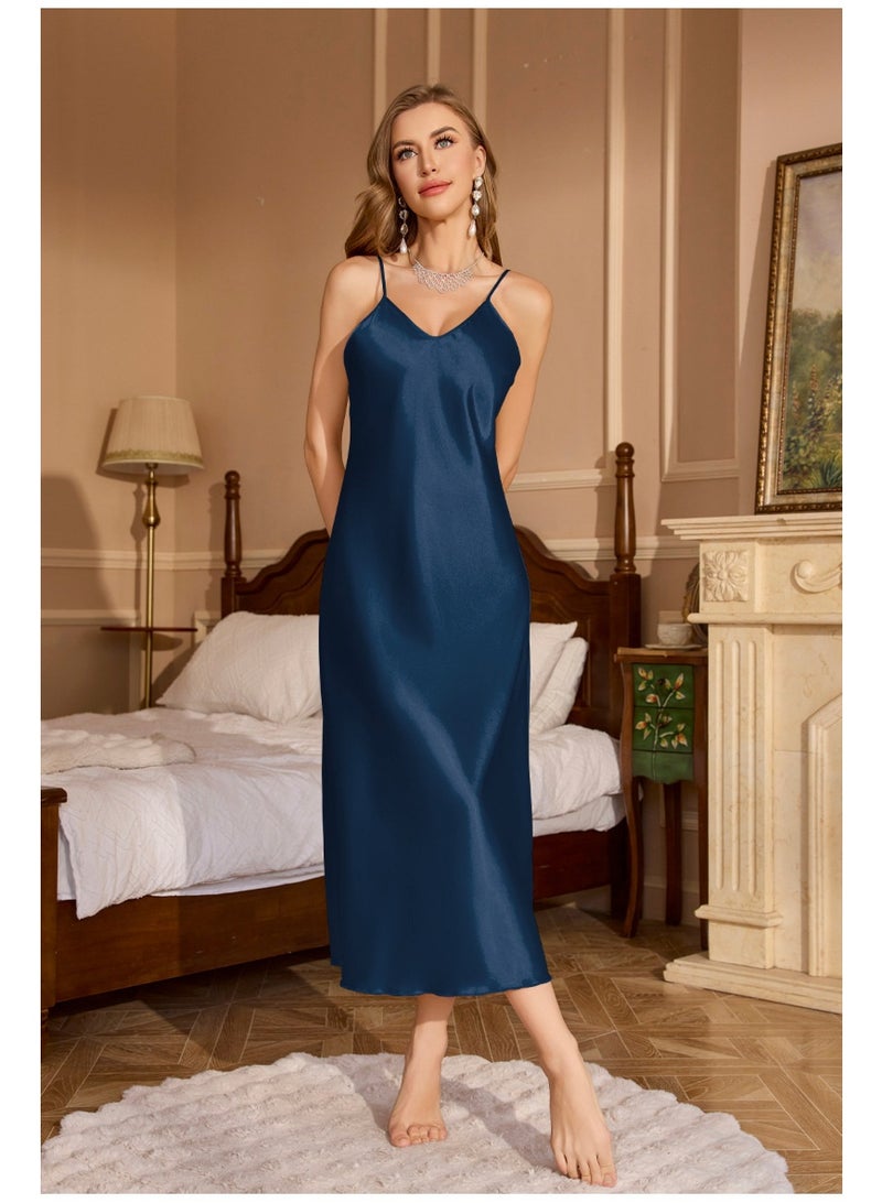 Ice Silk Long Nighty&Robe Set Nightgown Summer  Female Sleepwear Night Dress Loose Kimono Bathrobe Gown Home Wear - Image 2