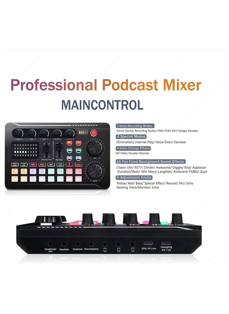 NNEWVANTE Podcast Microphone Bundle, BM-800 Condenser Mic with Live Sound Card Kit, Podcast Equipment Bundle with Voice Changer and Mixer Functions for PC Smartphone Studio Recording & Broadcasting  - Image 3