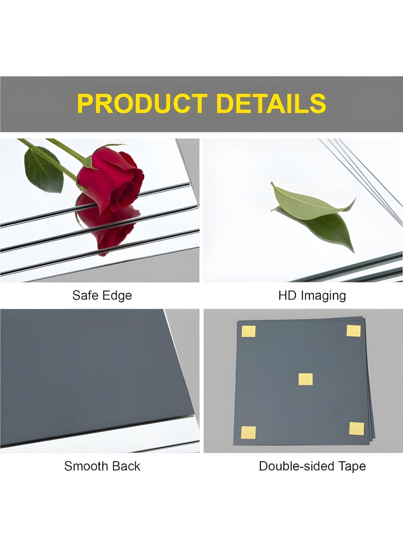 تايمي مرآة حائط بطول كامل 30x30 سم - 4 قطع مجموعة مرآة مثبتة على الحائط بدون إطار مرآة لوضع المكياج والمنزل والصالة الرياضية وغرفة النوم وغرفة المعيشة - Image 5