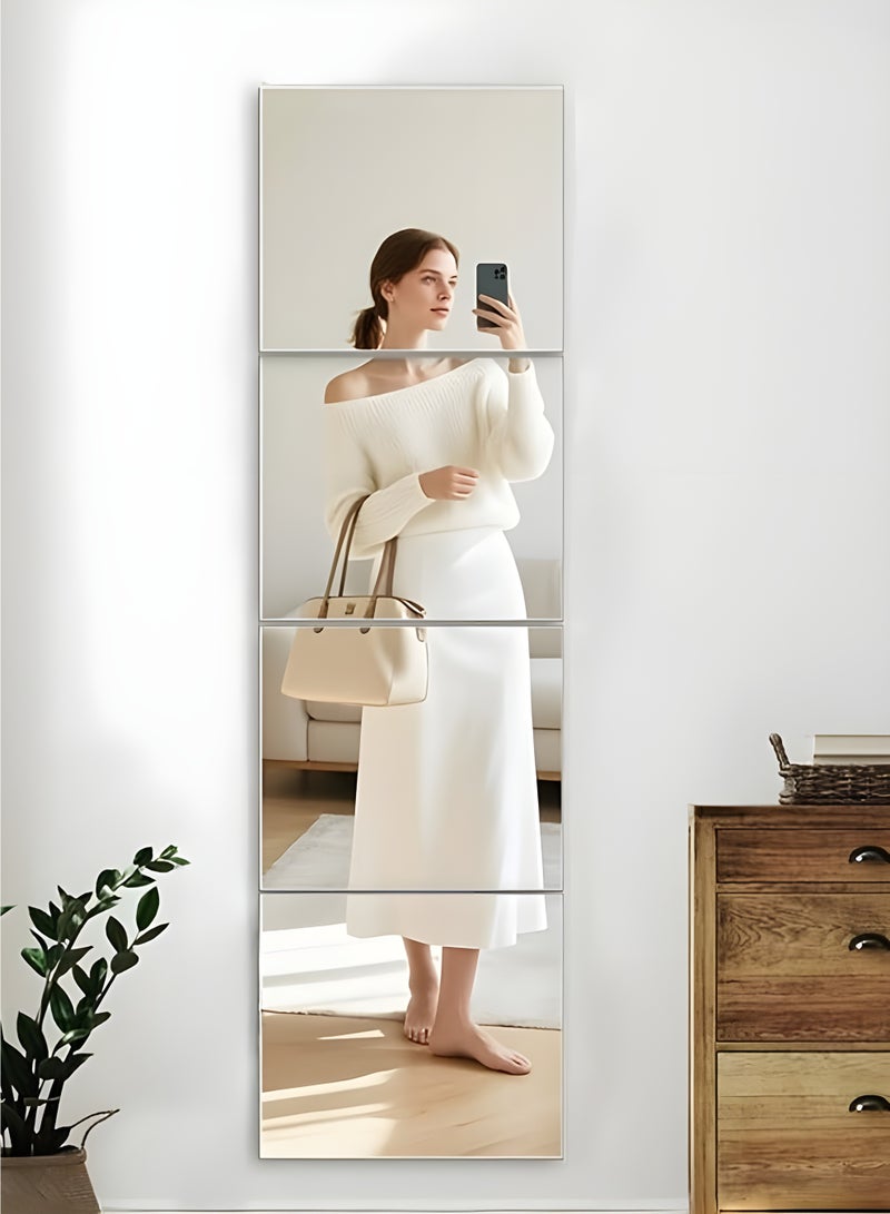 تايمي مرآة حائط بطول كامل 30x30 سم - 4 قطع مجموعة مرآة مثبتة على الحائط بدون إطار مرآة لوضع المكياج والمنزل والصالة الرياضية وغرفة النوم وغرفة المعيشة - Image 3