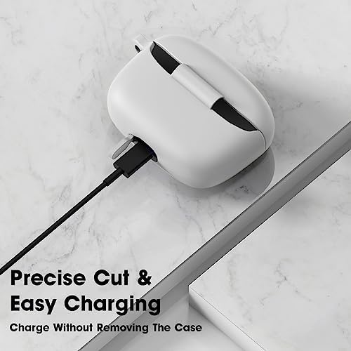 Sounce Earphone Case Cover Compatible with pTron BassBuds Duo, Soft Silicone Skin Case Cover Shock-Absorbing Protective Case with Keychain[Front LED Visible] - (Grey)-(Case Cover Only) - Image 2