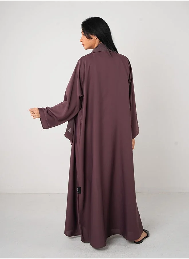 JAMEELA Purple Classic Open Abaya 3 pieces Set
