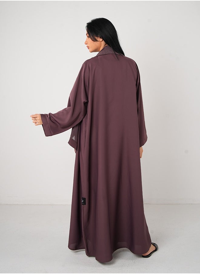 JAMEELA Purple Classic Open Abaya 3 pieces Set  - Image 3