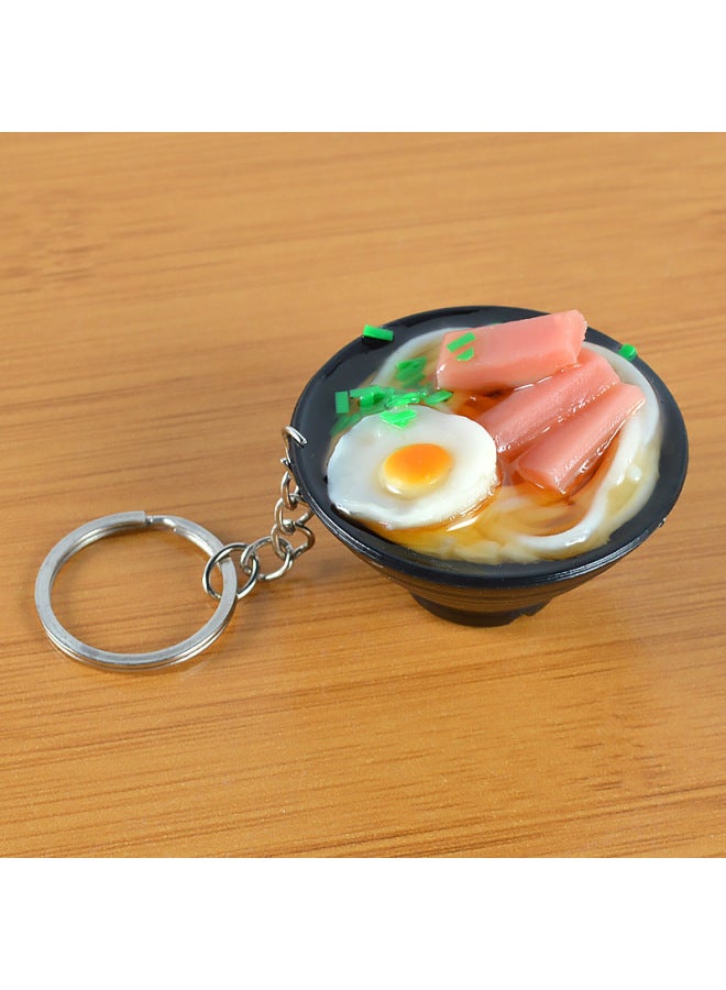 A Generation Of Hair Simulation Udon Noodle Food Play Pendant Creative Simulation Food Bowl Japanese Ramen Model Pendant-Color:Ham And Egg Noodles-key Ring-Dimensions:5cm*2cm*2.5cm  - Image 1
