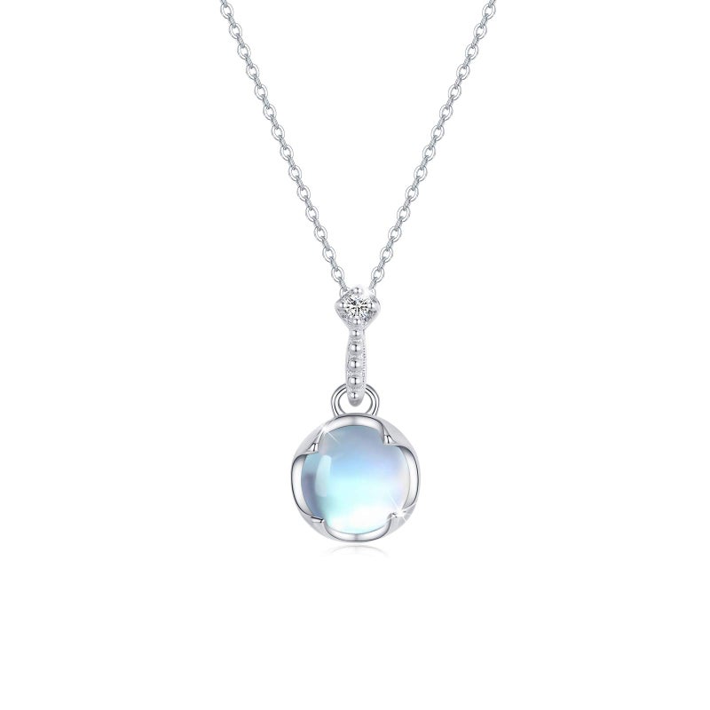 CUOKA MIRACLE Moonstone Necklace Choker for Women - 925 Sterling Silver Simple Elegant Rainbow Synthetic Moonstone Jewelry - Birthday Gift - Image 1