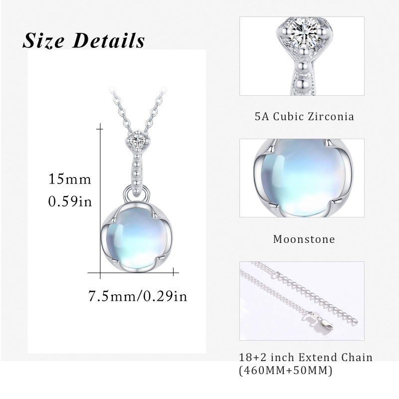 CUOKA MIRACLE Moonstone Necklace Choker for Women - 925 Sterling Silver Simple Elegant Rainbow Synthetic Moonstone Jewelry - Birthday Gift - Image 3