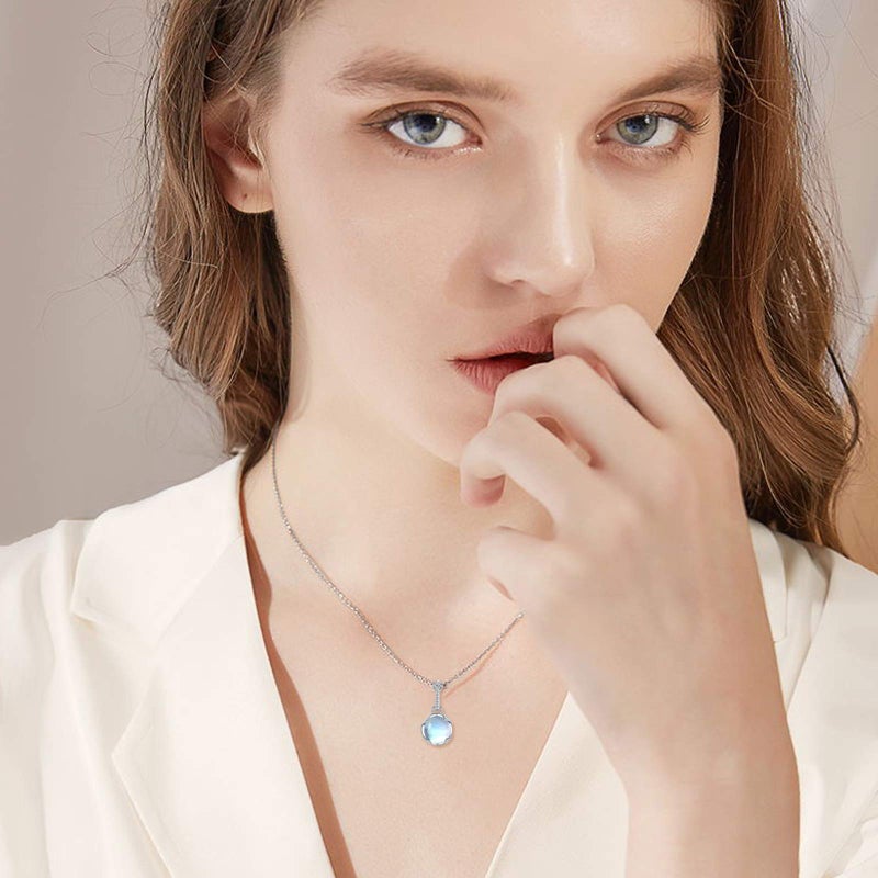 CUOKA MIRACLE Moonstone Necklace Choker for Women - 925 Sterling Silver Simple Elegant Rainbow Synthetic Moonstone Jewelry - Birthday Gift - Image 5