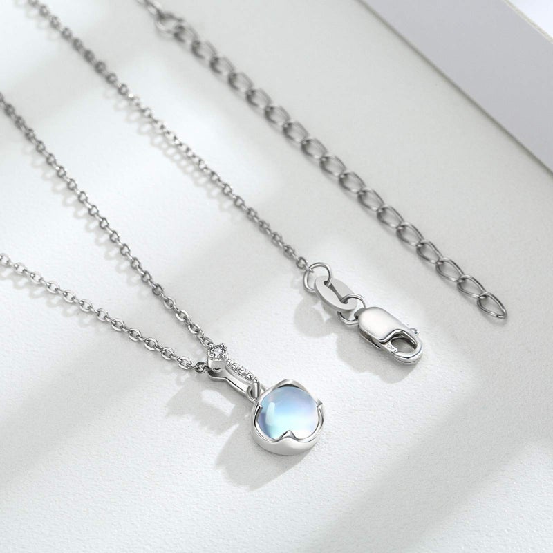 CUOKA MIRACLE Moonstone Necklace Choker for Women - 925 Sterling Silver Simple Elegant Rainbow Synthetic Moonstone Jewelry - Birthday Gift - Image 4