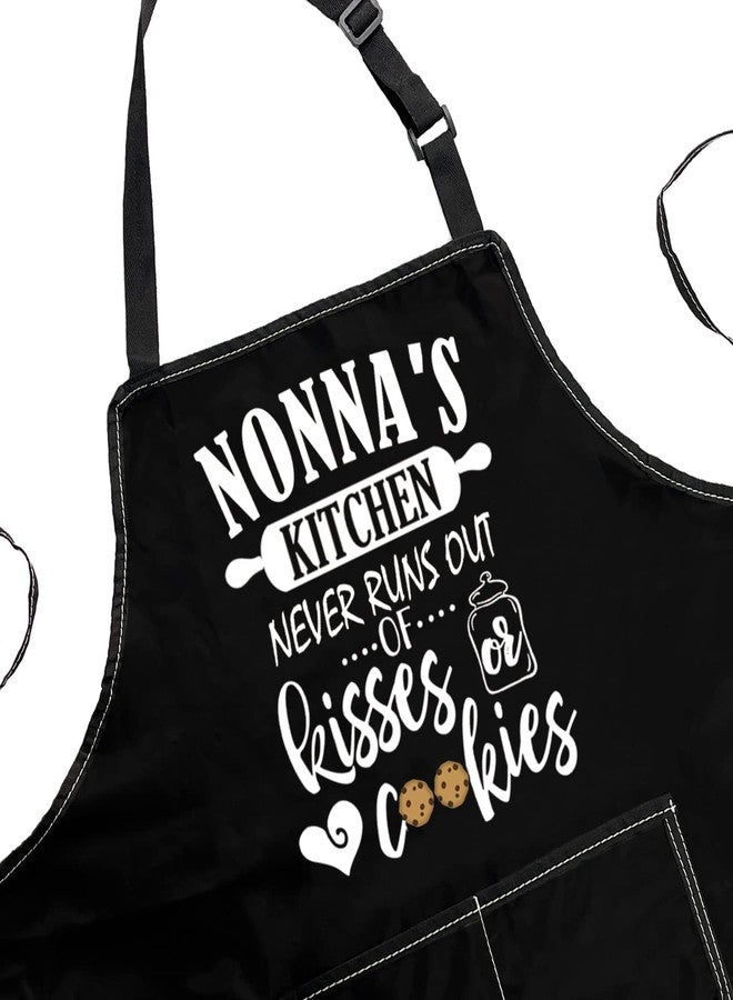 POFULL Nonna Kitchen Apron Nonna Gift Nonna's Kitchen Never Runs Out Of Kisses and Cookies (Nonna's Kitchen Apron) - Image 2