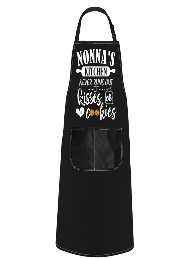 POFULL Nonna Kitchen Apron Nonna Gift Nonna's Kitchen Never Runs Out Of Kisses and Cookies (Nonna's Kitchen Apron) - Image 1