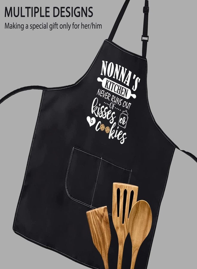 POFULL Nonna Kitchen Apron Nonna Gift Nonna's Kitchen Never Runs Out Of Kisses and Cookies (Nonna's Kitchen Apron) - Image 4