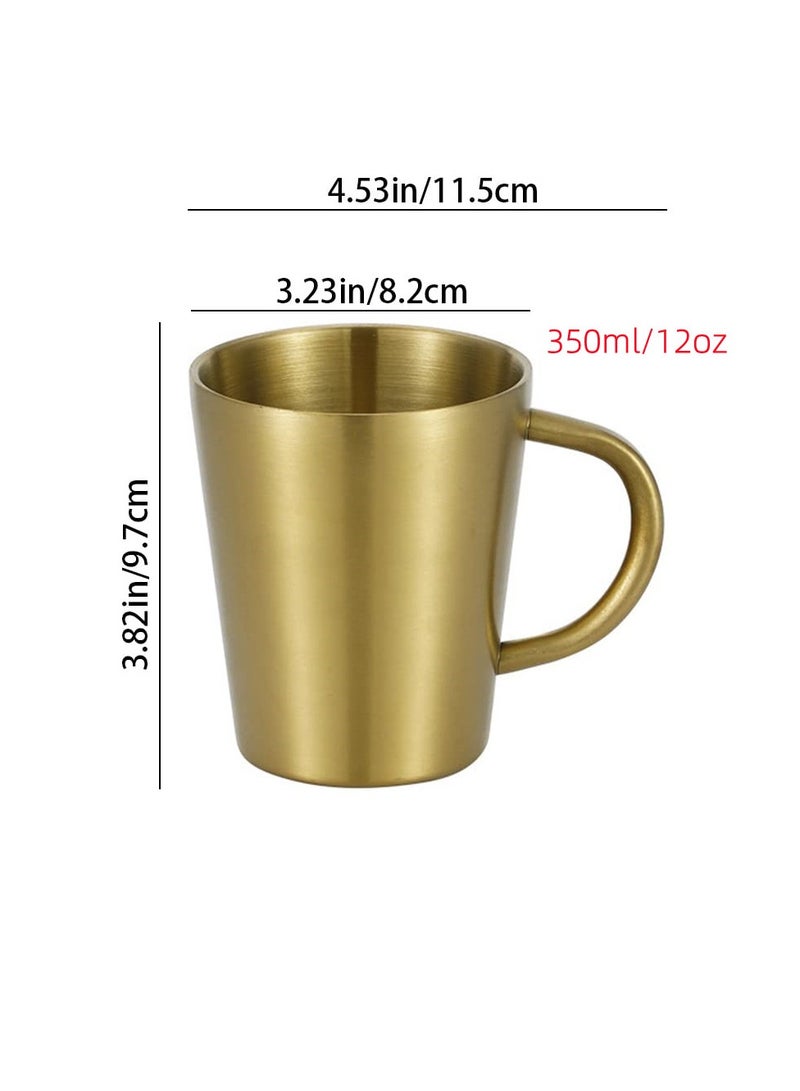 SOLARAE Drinking Mug, Stainless Steel Double Wall Coffee Mug, 350ml/12Oz Insulated Tea Mug for Cold & Hot Drinks, Fall Resistant Drinking Cup for Office/Home/Hotels/Restaurants/Bars (Golden) - Image 2
