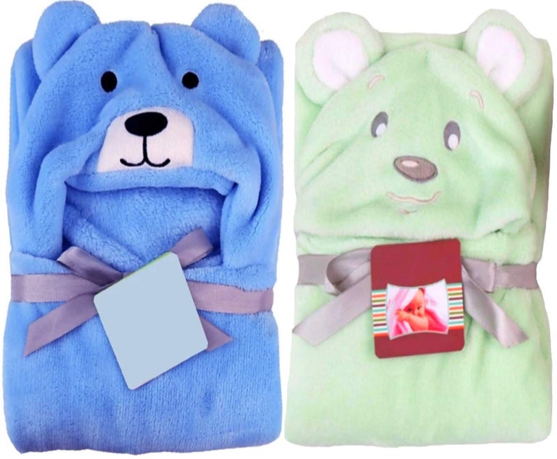 BRANDONN All in 1 Ultrasoft Luxury Hooded Funny Caps Wrapper/Baby Bath Towel/Baby Blanket - Image 1