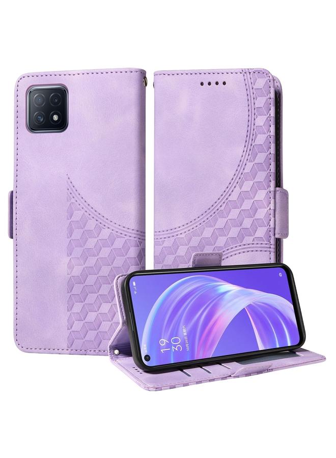 S-TOP Case For OPPO A73 2020 5G Taiwan Embossed Rhombus Starry Leather Phone Case - Image 1