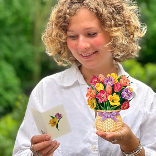 Freshcut Paper Pop-Up Greeting Cards, 6x6 Inch Mini Paper Flower Bouquets, 12 Count Assortment, Multicolor Floral Occasion Cards, Blank Inside, Pop-Up Feature - Image 4