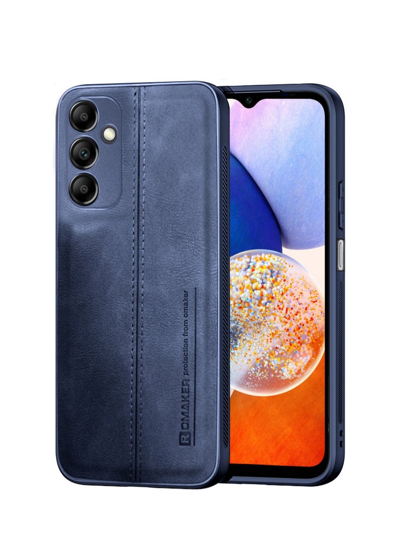 OMAKER Premium Stylish PU Leather Shockproof Back Cover Case for Samsung Galaxy A14 5G - Navy Blue  - Image 1
