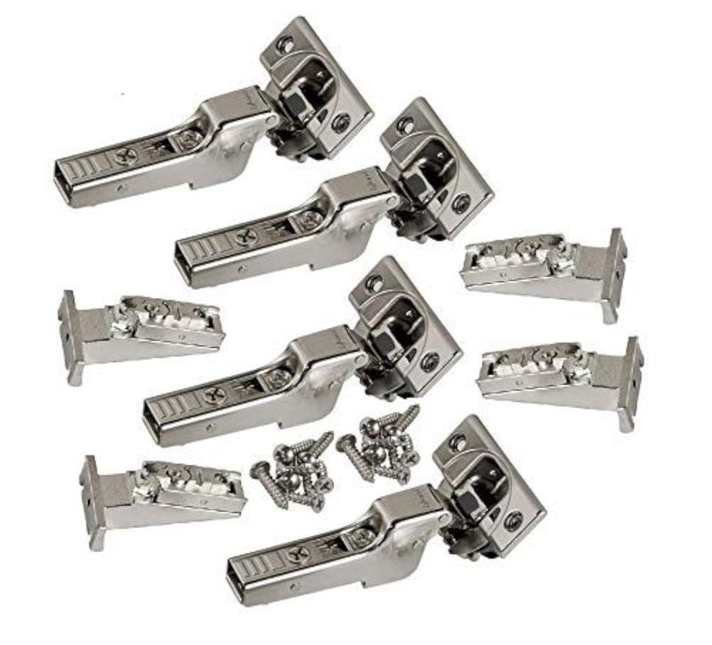 Blum CLIP top BLUMOTION Soft-Close Hinges, 110 degree, Self closing, Face Frame, with Mounting Plates (Inset - 4 pack) - Image 1