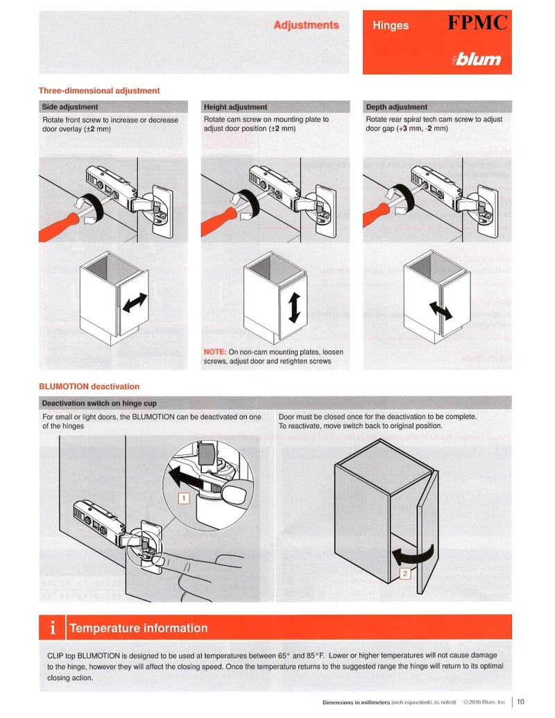 Blum CLIP top BLUMOTION Soft-Close Hinges, 110 degree, Self closing, Face Frame, with Mounting Plates (Inset - 4 pack) - Image 3