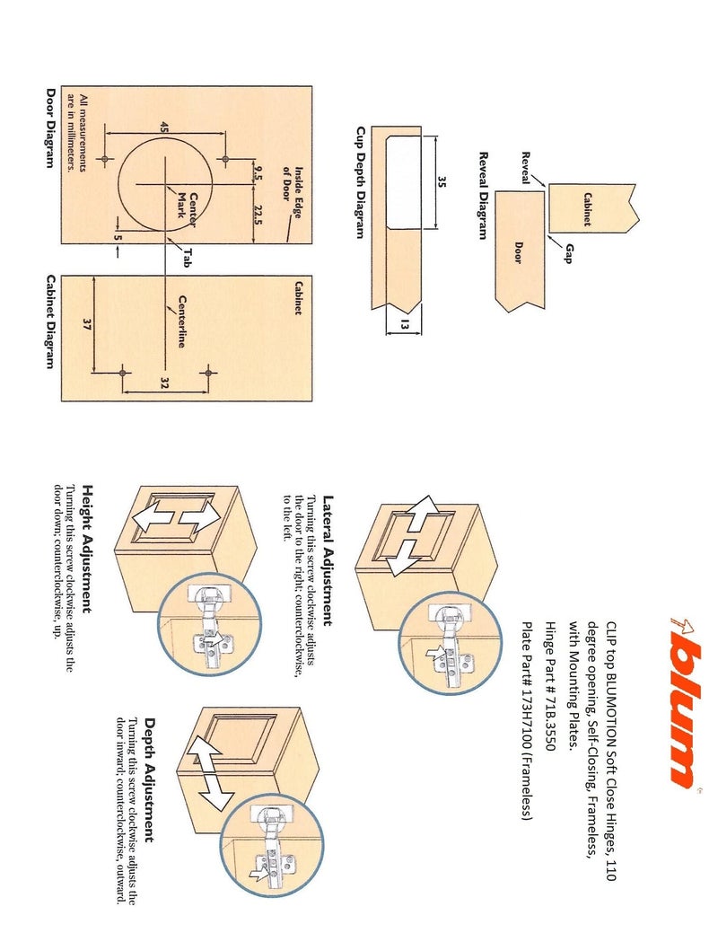 Blum CLIP top BLUMOTION Soft-Close Hinges, 110 degree, Self closing, Face Frame, with Mounting Plates (Inset - 4 pack) - Image 4