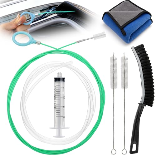 XANGNIER Upgraded Auto Sunroof Drain Cleaning Tool118in Extra Long Flexible Car Sun Roof Drain Cleaner Unclogger Tool with Tube Cleaner Brush Syringe Hose Cleaning Kit for Windshield Wiper Hole 7Pcs - Image 1