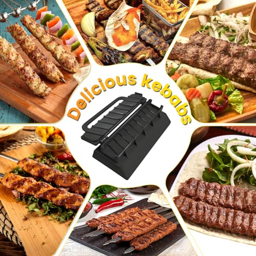 PEOUWNES صانع الكباب الكبير، بلاستيك PEOUWNES، صانع الكباب للشواء، أداة سريعة لصنع أسياخ الكباب التركي، محمولة وسهلة الاستخدام والتنظيف (أسود) - Image 4