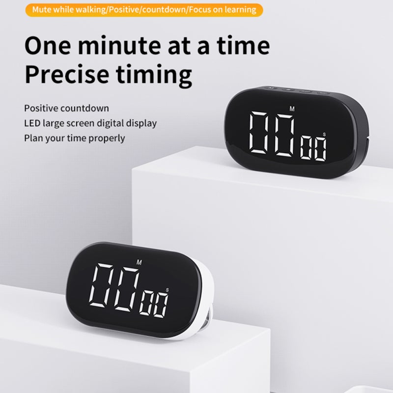 Digital Timer: White Large LED Display, Adjustable Volume, Magnetic Base - Count Up & Down Functionality, Compact Stand for Cooking, Studying, Exercising & Students - Image 4