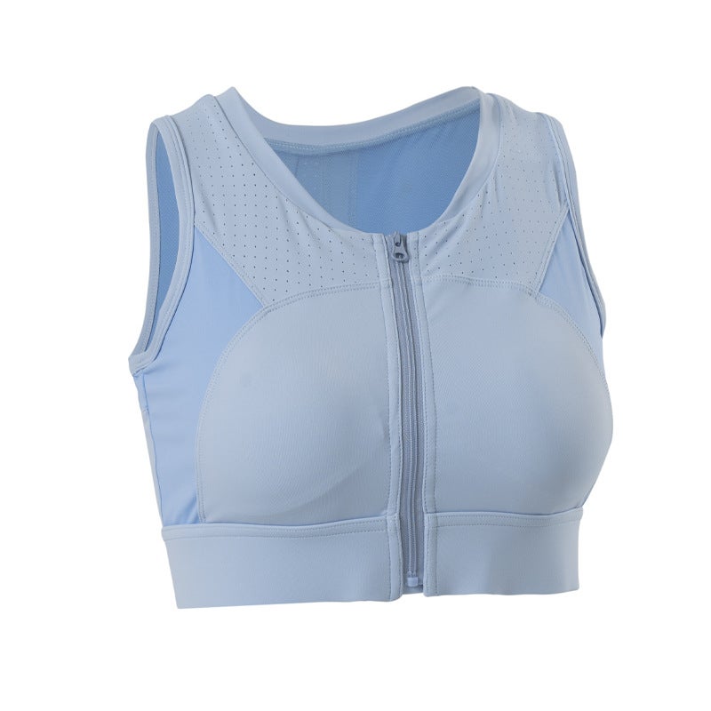 New Color Matching Front Zipper Fixed Cup Sports Yoga Bra High Strength Anti-Seismic Running Underwear Fitness Beautiful Back - Image 1