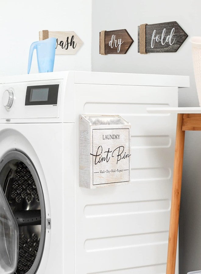 J JACKCUBE DESIGN Magnetic Lint Bin for Laundry Room, Lint Basket Container, Trash Can Box, Organizer, Storage for Washer and Dryer Supplies- White Washed Rustic Wood Wall Mount- MK904A - Image 2