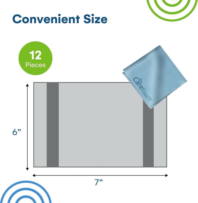 Care Touch Eyeglass Cleaning Cloth - 12 Pack of Microfiber Cleaning Cloth for Glasses, Lenses, Phones and Screens - Large, Lint-Free, Reusable and Scratch-Free - 6 x 7 Inches - Blue - Image 3