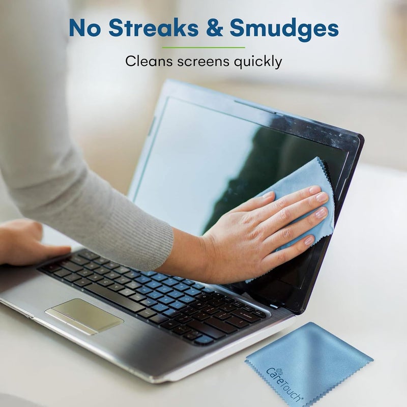 Care Touch Eyeglass Cleaning Cloth - 12 Pack of Microfiber Cleaning Cloth for Glasses, Lenses, Phones and Screens - Large, Lint-Free, Reusable and Scratch-Free - 6 x 7 Inches - Blue - Image 4