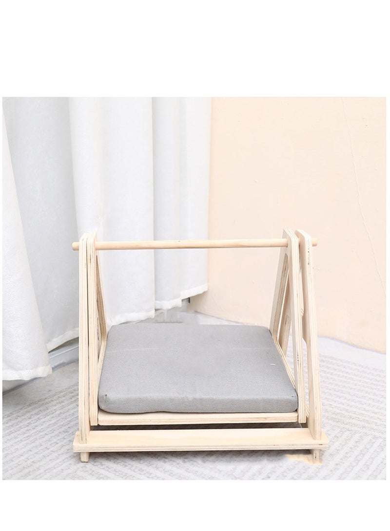 Arabest Cat Hammock, Wooden Frame Swing Chair Kitten Raised Bed with Scratcher Cat Hammock Bed Prevent Shaking - Image 3