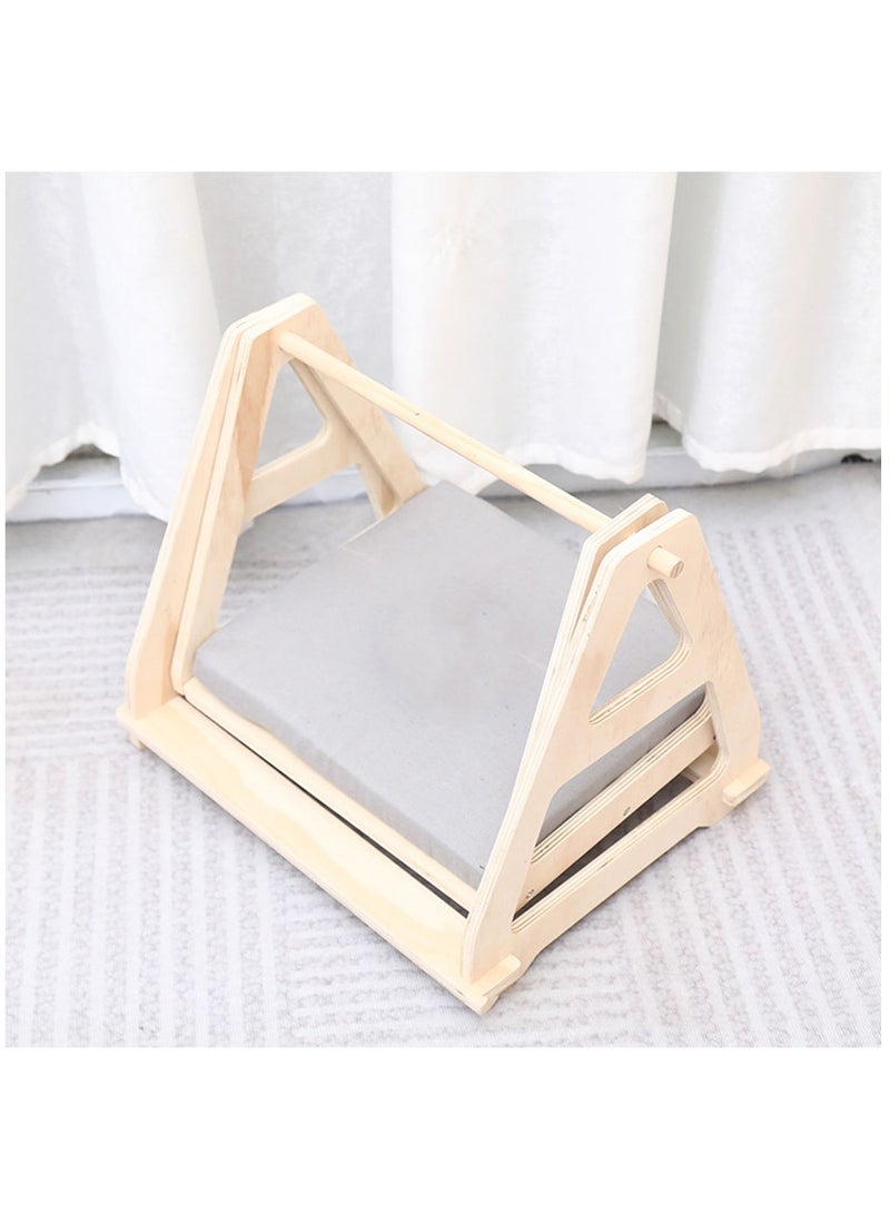 Arabest Cat Hammock, Wooden Frame Swing Chair Kitten Raised Bed with Scratcher Cat Hammock Bed Prevent Shaking - Image 4