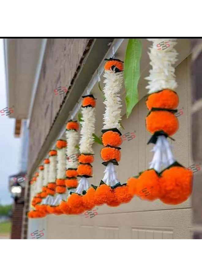 S2S Artificial White Gajra Jasmine Marigold Flower Strings Wedding Decorations,Event Decor. Perfect for Diwali,Ganpati & Pooja/Temple/Mandir Decoration (Pack of 5) (Height - 24 Inch) - Image 2