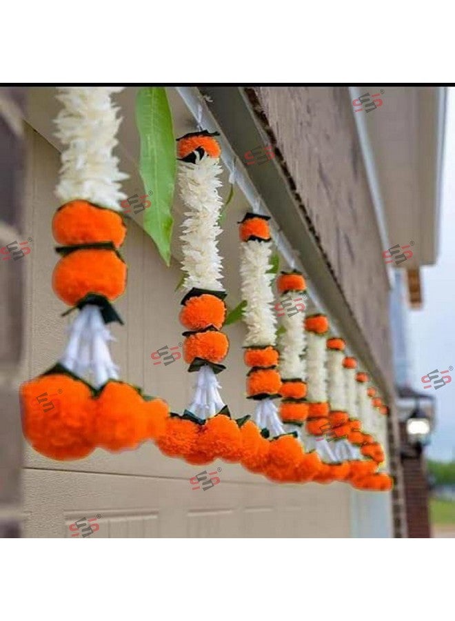 S2S Artificial White Gajra Jasmine Marigold Flower Strings Wedding Decorations,Event Decor. Perfect for Diwali,Ganpati & Pooja/Temple/Mandir Decoration (Pack of 5) (Height - 24 Inch) - Image 1