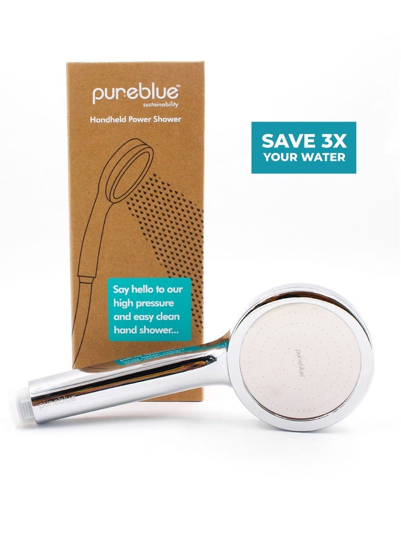PURE BLUE Handheld Power Shower | Ionic and High Pressure | Water-Saving Patented Technology - Image 1