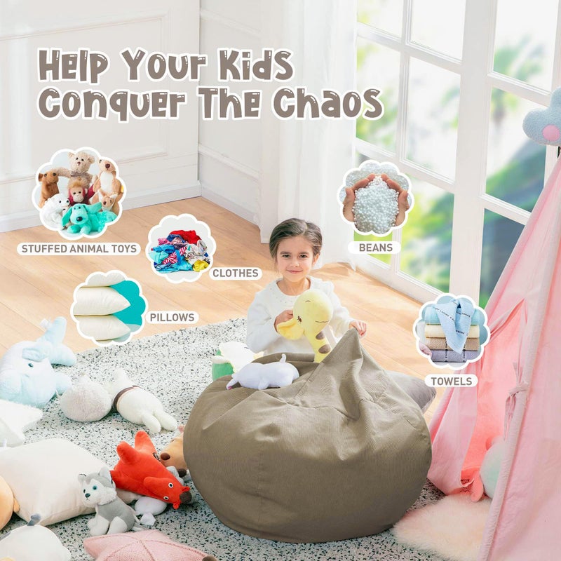 Nobildonna Bean Bag Chair Cover (No Filler) For Kids And Adults Beanbag Stuffed Animal Storage Without Filling Plush Toys Holder And Organizer Soft Premium Corduroy 200L - Image 5